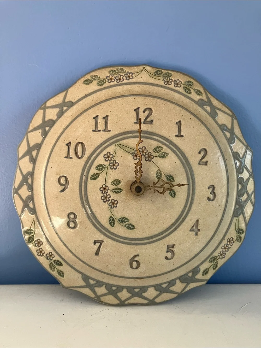Vintage Cottagecore Floral Plate Wall Clock